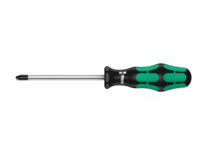 High quality Kraftform Plus screwdriver. Multi-component Kraftform handle for fast and low-fatigue working. Kraftform Plus: hard gripping zones for high working speeds whereas soft zones ensure high torque transfer. The Wera Black Point tip offers optimised corrosion protection and an exact fit. The hexagonal anti-roll feature prevents any bothersome rolling away at the workplace. Handle markings for simplified finding and sorting of the tool.