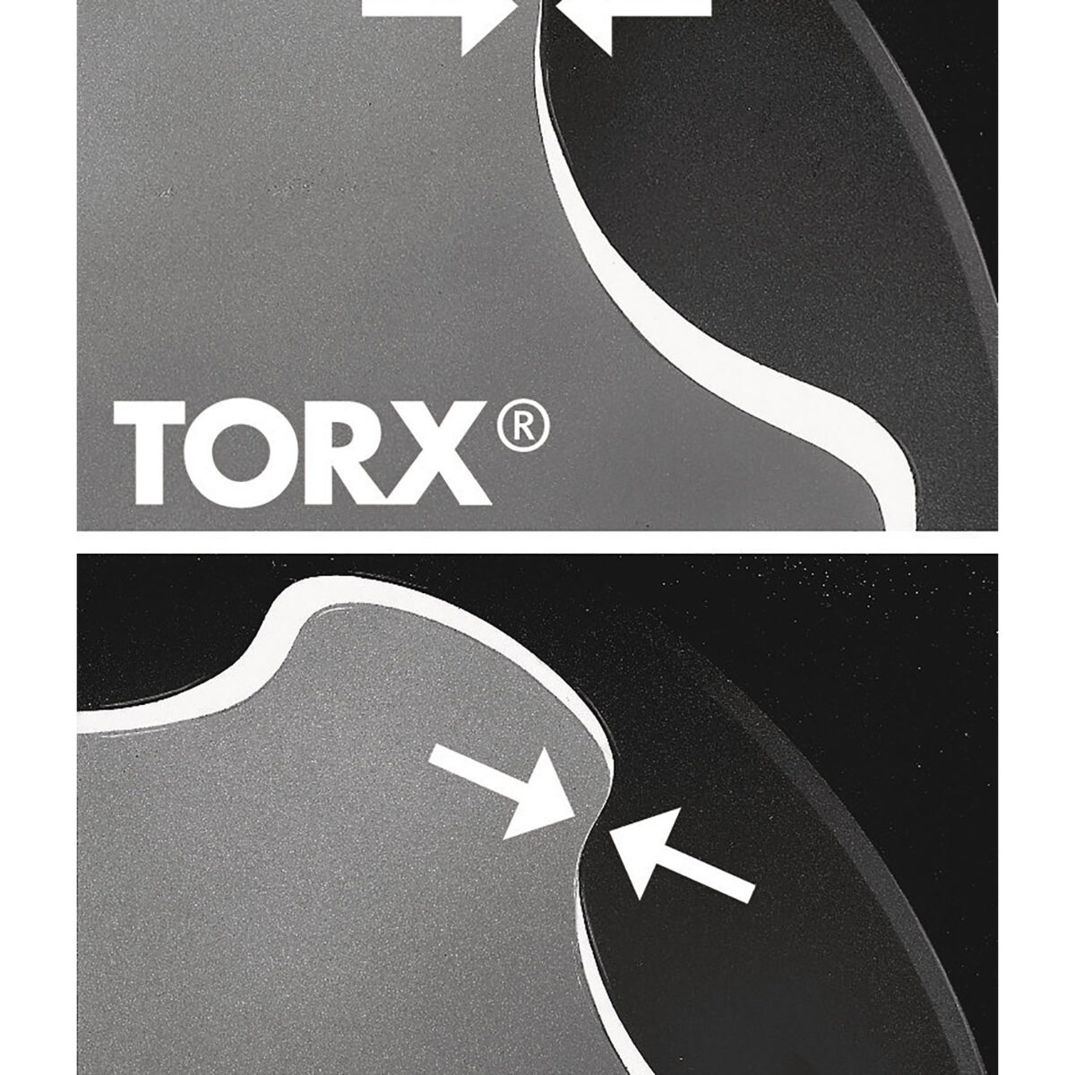 the enlargement of the 6 torque-transferring flanks between the tool and the screw is effected by means of an ellipse-shaped profile design and not a circular one. This means that the power applied when screwdriving is spread over a larger area. Higher torque is transferred and the service life of the screw and tool is also enhanced. Extra-hard. 1/4" hexagon